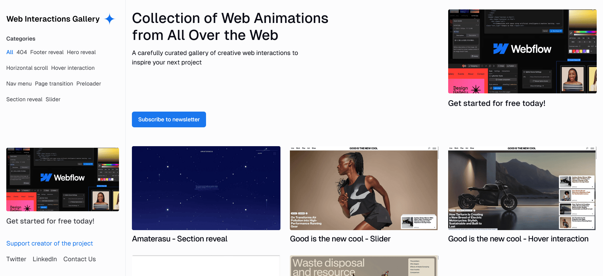 Web Interactions Gallery