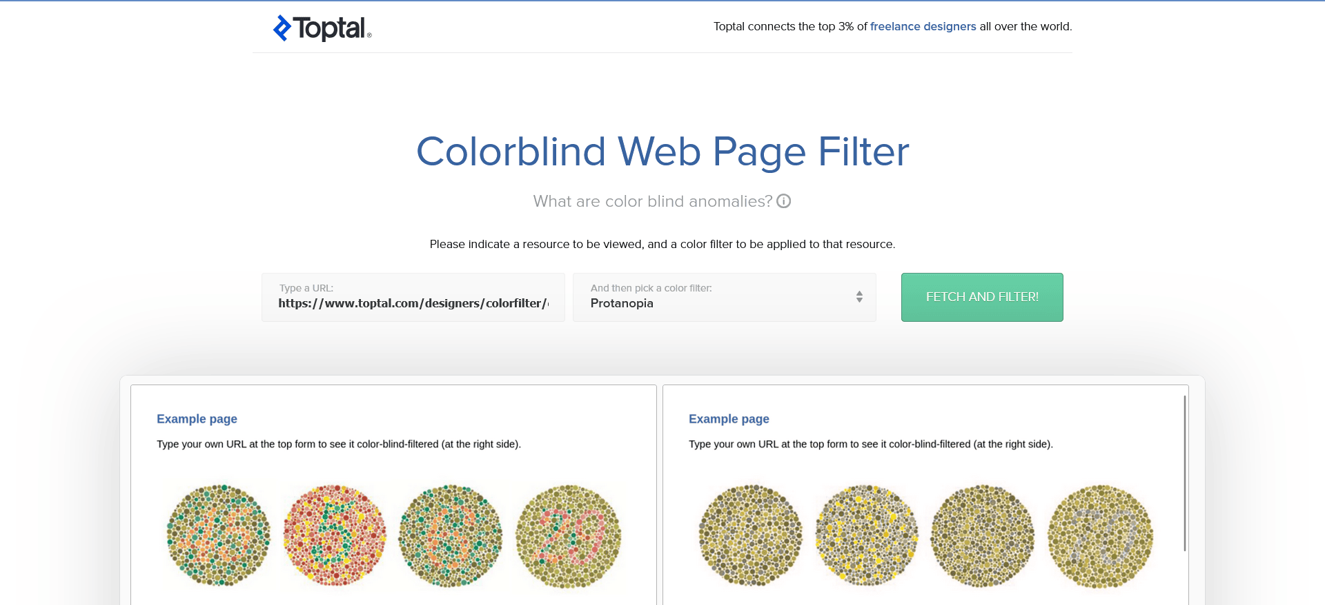 Colorblind Web Page Filter